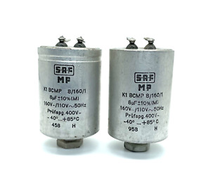 2x Vintage Rare SAF MP Capacitors 8 uF 160V-/110V~ tested, Vloss 0.3% ESR=0.35K