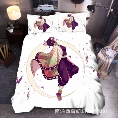 3D Anime Bedding Set Single Double Demon Slayer Duvet Cover Set Pillowcase Quilt