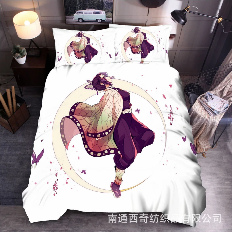 3D Anime Bedding Set Single Double Demon Slayer Duvet Cover Set Pillowcase Quilt
