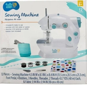 Hello Hobby Portable Sewing Machine 12pcs -Pedal Ready To Use Ages 8+ NEW IN BOX - Picture 1 of 5