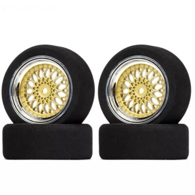 Foam Tires 4x Tyres Wheel Rims 12mm Hex 9mm Offset HSP HPI 1/10 On-road RC - NG - Image 1 of 4