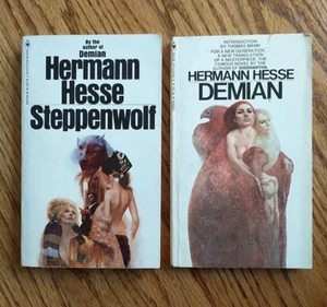 DEMIAN, STEPPENWOLF lot by Hermann Hesse 1970 Bantam Paperback Cover Art GGA - Picture 1 of 7