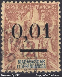 MADAGASCAR TYPE GROUPE 0,01c SUR 2c GROS ZEROS N°56 AVEC OBLITERATION - Picture 1 of 2