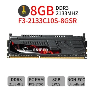 G.SKILL SNIPER 8GB DDR3 OC 2133MHz PC3-17000U 240Pin DIMM Desktop Gaming Memory - Image 1 of 4