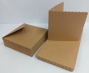 50 Eco-Friendly 6" x 6" Scalloped Greeting Card Blank & Envelope - 100% Recycled - Picture 1 of 1