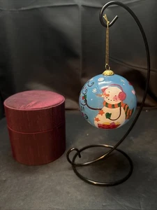 Pier 1 Imports Li Bien 2007 Schneemänner Glas Ornament Schneemann Box 3,5 Baum Familie  - Bild 1 von 9