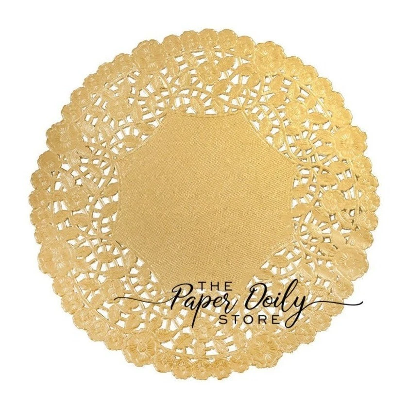 25 - 4" DORADO Lámina Metálica PAPEL Encaje DOILIES | Posavasos Dorados, Aniversario Dorado Foto 1 de 1
