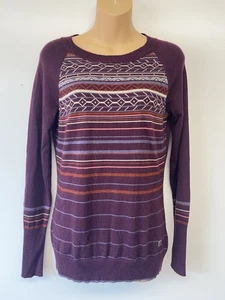 Smartwool Mujer Pequeño Púrpura Rayas Manga Larga Ligero Lana Merino - Imagen 1 de 9