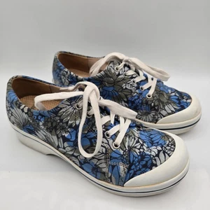 Dansko Veda Damen-Sneaker mit Blumenmuster und Absatz Größe 8,5 – 39 vegan blau Canvas-Schuhe - Bild 1 von 9