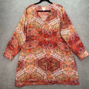 Chicos Tunika XL Paisley Lagenlook Boho künstlerisch transparent Longline leicht Gr. 3  - Bild 1 von 10