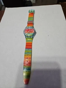 Reloj Swatch GS124 2003 Vintage Color the Sky Rainbow Stripe Unisex Funcionamiento - Imagen 1 de 7