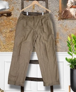 De Colección Polo Ralph Lauren 39x32 Cuadros Pata de Gallo Plisado Tostado Marrón Pantalones Pantalones Pantalones - Imagen 1 de 16