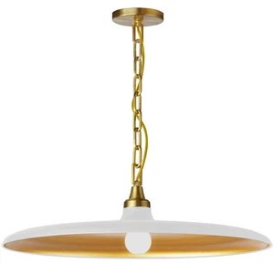 Dainolite QTN-241P Quentin 24"W Pendant - Matte White / Aged Brass / Gold - Picture 1 of 3