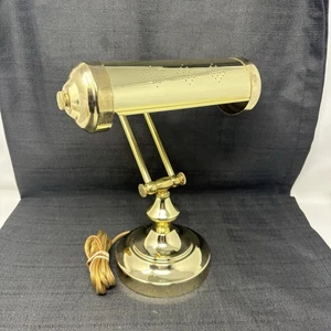 Vintage Bankers Schreibtischlampe Messing verstellbar Tischleuchte Büro Klavier Bibliothek MCM - Bild 1 von 10
