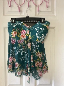 NWT Women’s Tankini Top, Green Floral, Sz XL - Picture 1 of 2