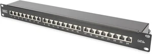 DIGITUS Patchpanel 19-Zoll Cat-6A 24-Port RJ45 Geschirmt LSA Patch-Feld schwarz - Zdjęcie 1 z 1