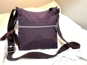 Kipling Purple Fabric Shoulder Bag Cross Body Messenger Mia Monkey - Picture 1 of 12