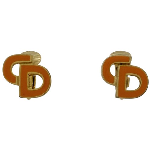 Orecchini Christian Dior Logo CD Orecchini Placcati Oro Oro Oro Arancione Donna