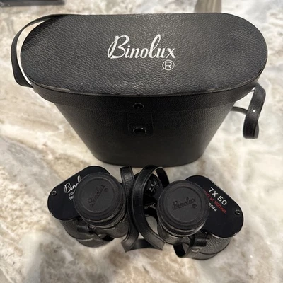 Binóculos vintage Binolux preto 7x50 leve com estojo ótimo estado - Imagem 1 de 4