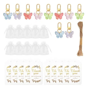 10 Pcs Car Keychain Butterfly Keyrings Cartoon Animal Keyring Hanging Charm - Picture 1 of 8