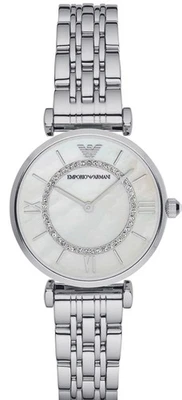 Emporio Armani Gianni T-bar Silver Mother of Pearl Ladies Watch AR1908 $420 Neg. - image 1 of 4