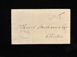 NY ROME 1824 STAMPLESS COVER, OVAL CANCEL, W/CONTENT - Picture 1 of 3