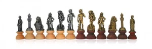 Italfama Florentine Chess Pieces Handcrafted Metal/Wood Gold & Silver King 8.3cm - Picture 1 of 1