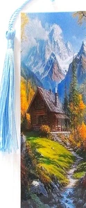 MOUNTAIN CABIN LANDSCAPE ,DOG,CAT,BIRD,BUTTERFLIES-BOOKMARKS - Foto 1 di 1