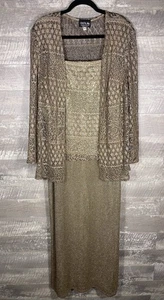 Vintage Bronze Gold Pailletten Lagenlook Kleid Jacke 2-teiliges Set Gr. 20 Winter Hochzeit formell - Bild 1 von 21