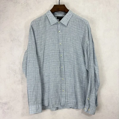 Bloomingdales The Mens Store 2XL XXL Blue 100% Linen Dress Shirt Button Up - Image 1 of 4