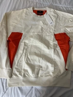 Adidas Y-3 Logo Patch Crewneck Sweater Cream Orange Yohji Yomamoto Sz M  FF - Image 1 of 4