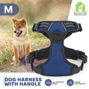 Padded Adjustable Control Pet Dog Harness Reflective Strips Navy Blue w/Handle - Picture 1 of 10