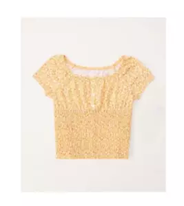 ABERCROMBIE & FITCH  Floral S/S Smocked Top - Yellow/White  - NWT Girls 15/16 - Picture 1 of 1