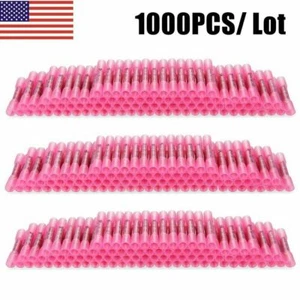 1000pz Termorestringenti Connettori Filo Impermeabile Rosso 22-16 AWG Butt Seal Terminali - Foto 1 di 11