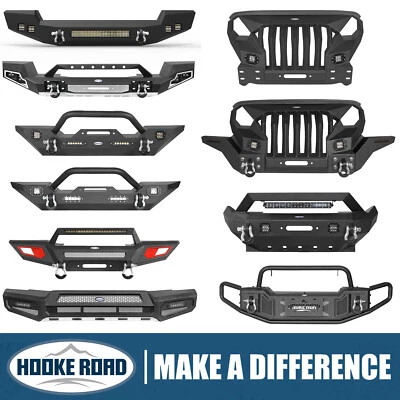 Hooke Road Fit 18-25 Jeep Wrangler JL Gladiator JT Front Bumper w/ Light D-ring - Image 1 of 4