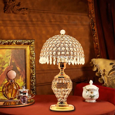 Golden Glass Table Lamp Vintage Bedroom Tiffany Nightstand Desk Mermaid Deluxe - Image 1 of 4