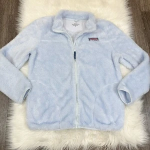 Vineyard Vines Full Zip Fleece Sweater Girls Size XL 16 Solid Blue - Picture 1 of 5