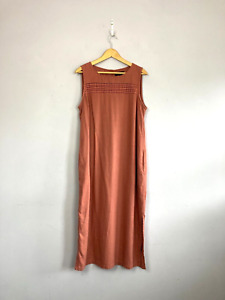 NEXT Linen Midi Dress, Tan, UK 14, Sleeveless, Pockets, lagenlook, Casual
