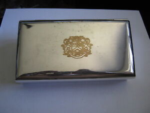 Fancy Lion Crest 6.5" Cigarette Box Wm Rogers 420C Silver Plate w/ Wood Liner