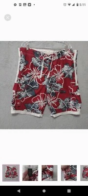 Baús de natação Arizona Jean Co tamanho G forrados para surf bolsos de carga vermelho branco floral - Imagem 1 de 4