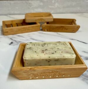 Bamboo Soap Plate Dish Wooden Rack Holder Bathroom Shower Storage Bath Tool UK