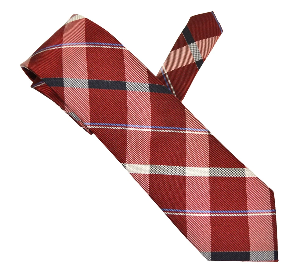 Corbata de habitación club 100 % seda diseño hecho a mano ropa de lujo a cuadros rojos Foto 1 de 1
