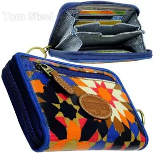 FOSSIL Damen Geldbörse Geldbeutel Brieftasche klein Portmonee Portemonnaie blau - Bild 1 von 8