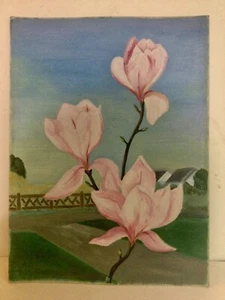 Marcia Foulger -1965 Brunswick, Maine - Vintage Original Oil Magnolias - Estate - Picture 1 of 6