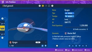 Kyogre 6IV + Masterball Pokemon Scarlatto, Violetto Scarlet, Violet - Picture 1 of 2