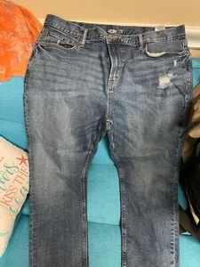 Pantalones de mezclilla para hombre Old Navy relajados calce ajustado desgastados lavado medio talla 38x30 - Imagen 1 de 4