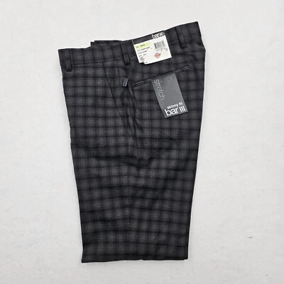 Bar III Mens 30x30 Skinny-Fit Black Gray Brown Check Dress Pants - Image 1 of 4