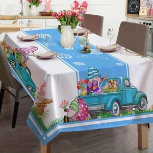 Easter Tablecloth, Easter Table Cloths Rectangle 60 X 120 with Bunny and Eggs, E - Picture 1 of 7