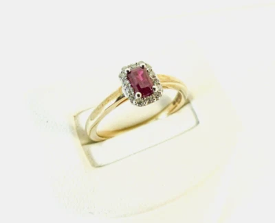 9ct Gold Ruby Diamond Ring Cluster NEW Hallmarked Size M 1/2 with gift box - Image 1 of 4
