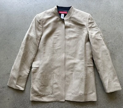 Vintage Anne Klein Ivory Linen Rayon 2-Pocket Adjustable Back Coat Size 14 - Image 1 of 4